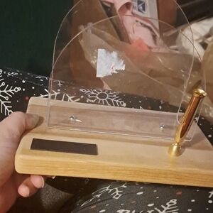 Desk organizer with pen holder and magnet strip